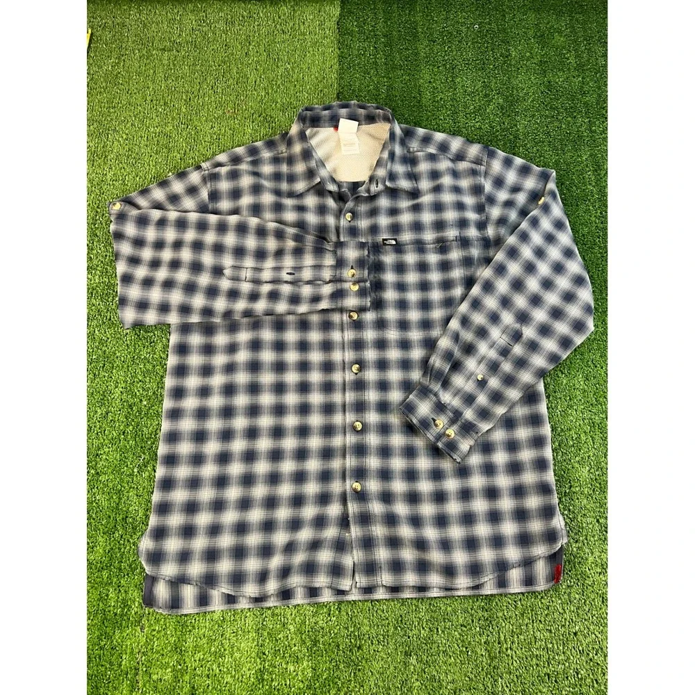 The North Face Mens Blue Plaid Long Sleeve Button Down Shirt Size Medium‎ MD